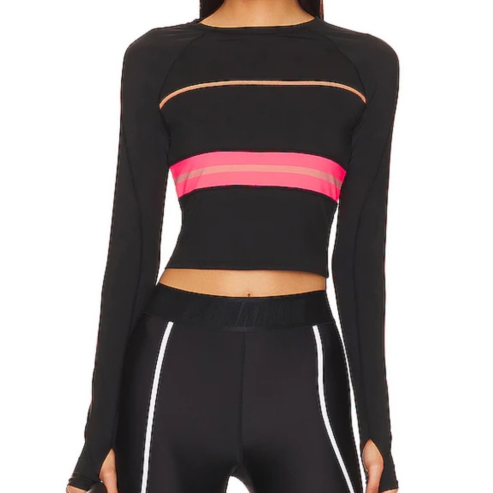 P.E. Nation Black Verbena Long Sleeve Stripe Top